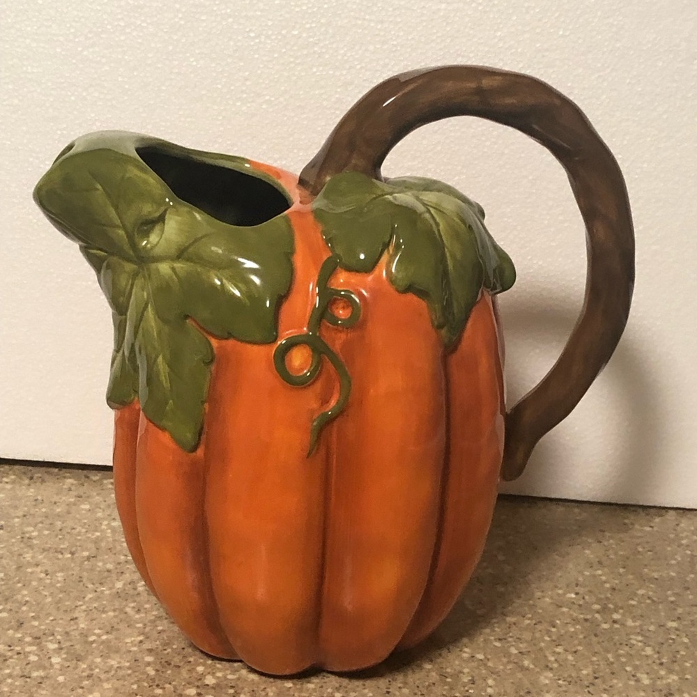 Harvest Ceramic Glazed Pumpkin Pitcher